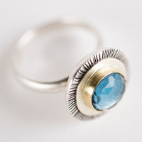 Toulouse London Blue Topaz Hollow Form Ring - size 7