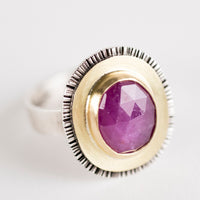 Paris Rosemary Sapphire Ring in 18k Gold & Silver - Size 7