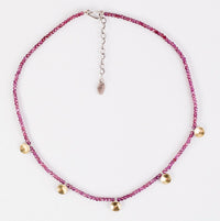 Elsa Rhodolite Garnet Strand Necklace w/ Gold & Silver Domes