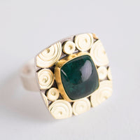 Osaka Blue Green Tourmaline Ring in 18k Gold & Silver - Size 7 1/4