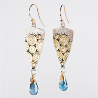 Caicos London Blue Topaz Dangles in Gold & Silver