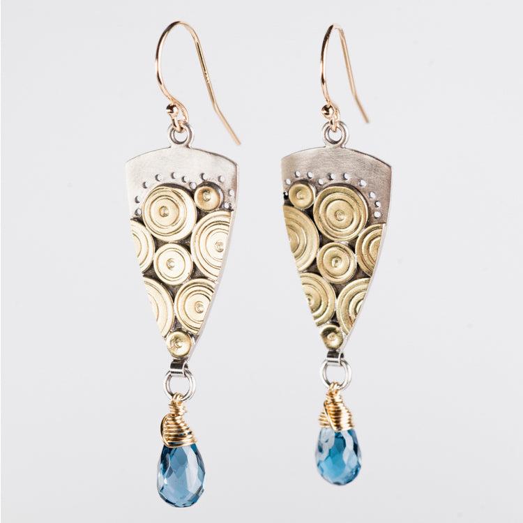 Caicos London Blue Topaz Dangles in Gold & Silver