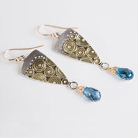 Caicos London Blue Topaz Dangles in Gold & Silver