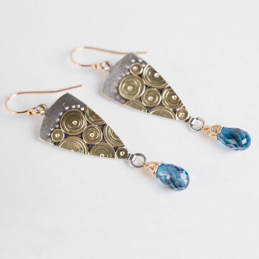 Caicos London Blue Topaz Dangles in Gold & Silver