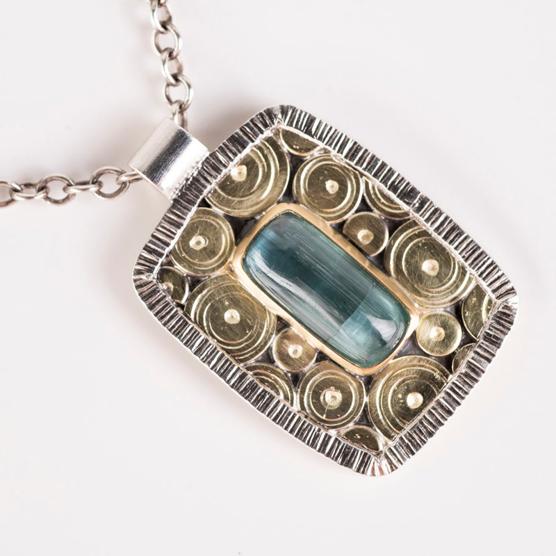Sumatra Indicolite Tourmaline Patchwork Pendant