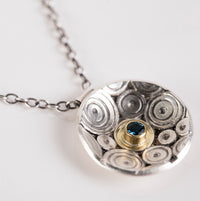 Shiomi London Blue Topaz Pendant in Silver & 18k Gold