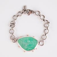 Ceres Chrysoprase Bracelet in Silver & 14k Gold