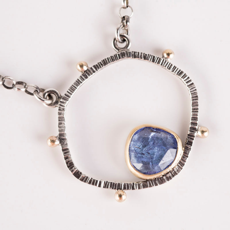 Saturn Tanzanite Pendant in Gold & Silver