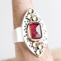 Sargasso Pink Tourmaline Ring in 18k Gold & Silver - Size 7 3/4