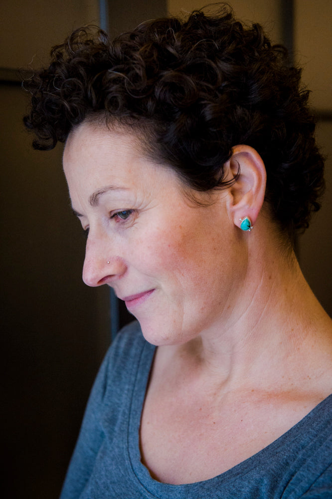 Hailey Turquoise in Silver Studs