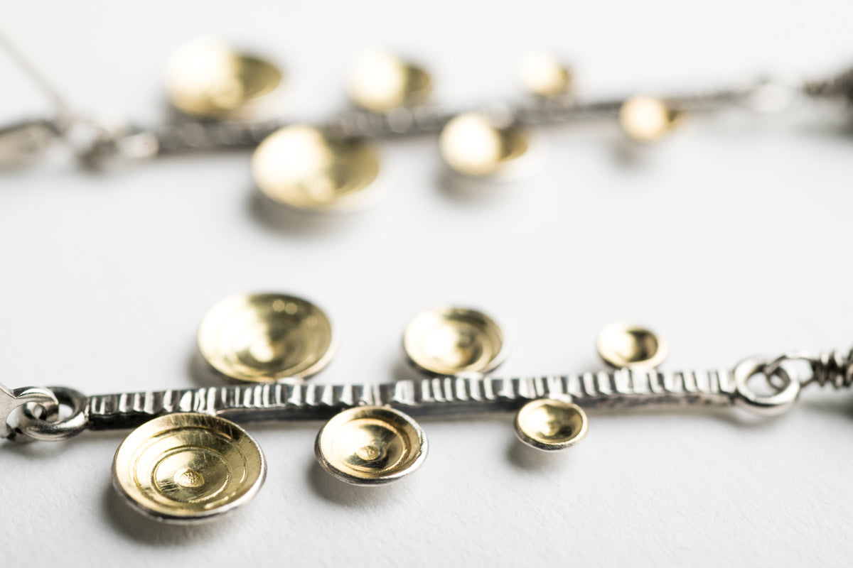 Caspian Fern Leaf Earrings w/ Teal Kyanite