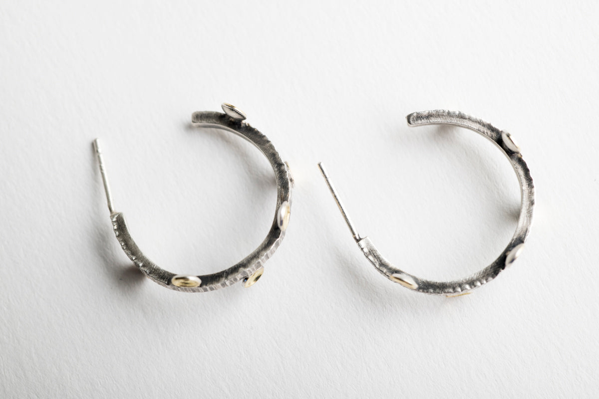 Anuket Small Spiney Hoop Earrings in Silver w/ 18k Gold