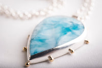 Hailey Larimar Necklace in Silver w/ Gold Granule Halo