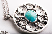 SAMPLE SALE - Siren Turquoise Seascape Medallion Necklace in Silver
