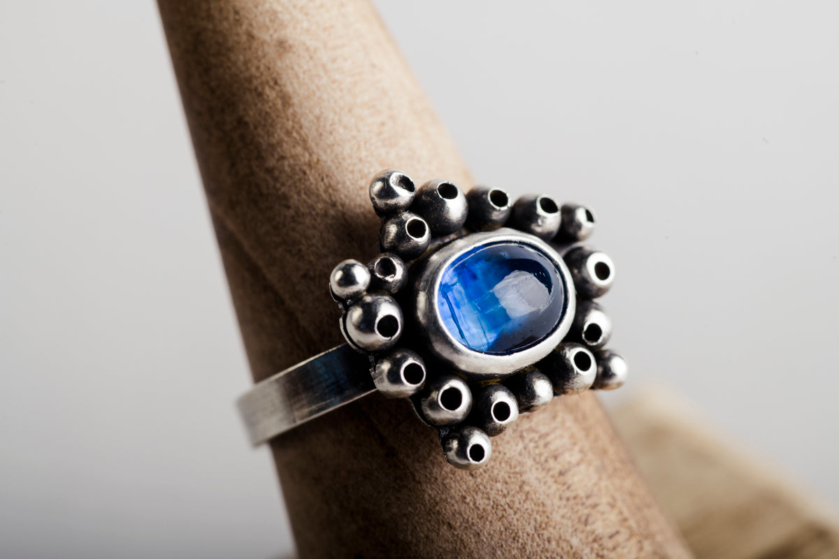 Danu Kyanite Seascape Ring in Oxidized Silver