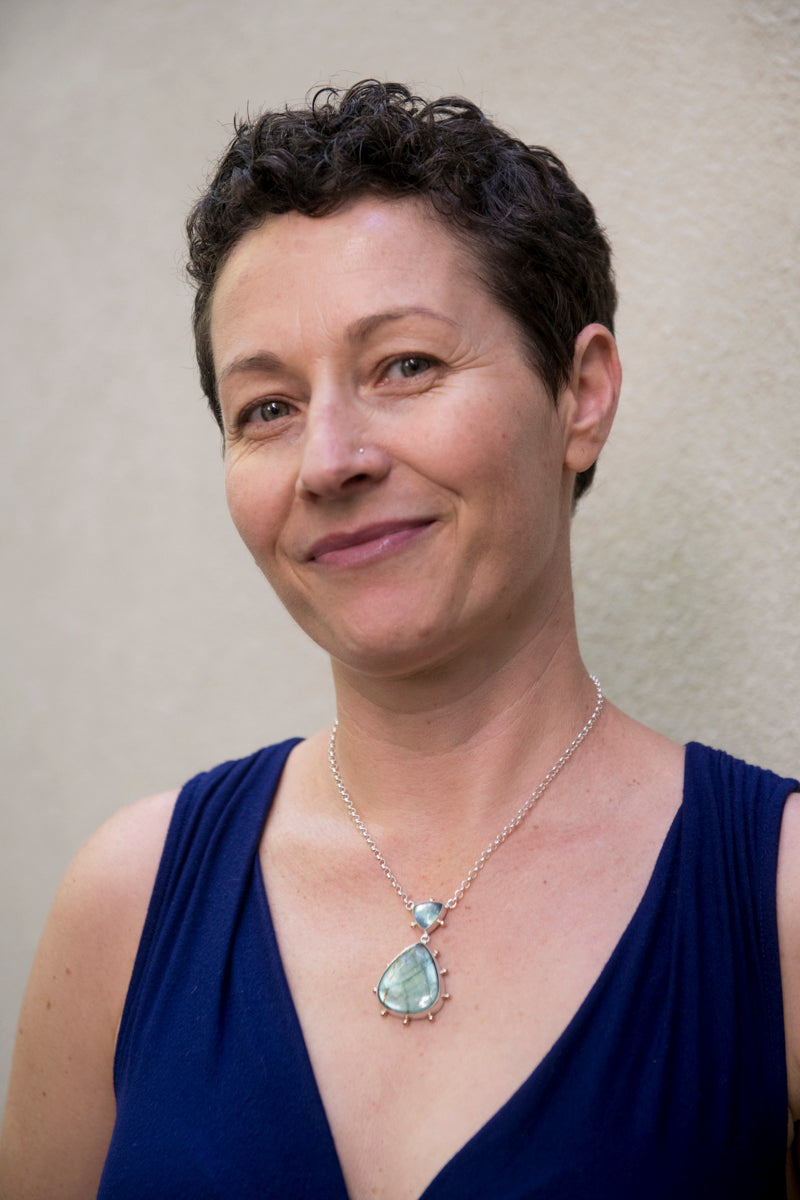 Europa Moss Aquamarine & Labradorite Necklace in 14k Gold and Silver