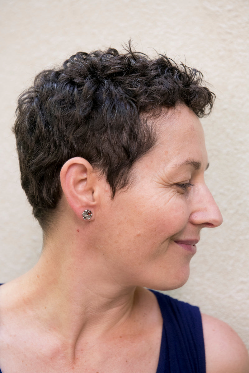 Ahti Garnet Seascape Earrings in Gold & Silver