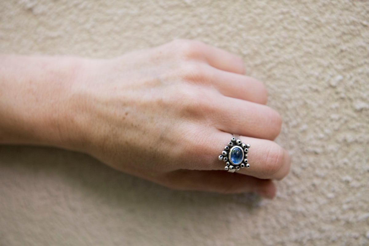Danu Kyanite Seascape Ring in Oxidized Silver