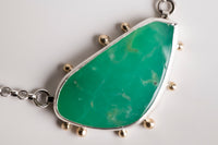 Ceres Chrysoprase Necklace, Silver w/ 14k Gold Granules