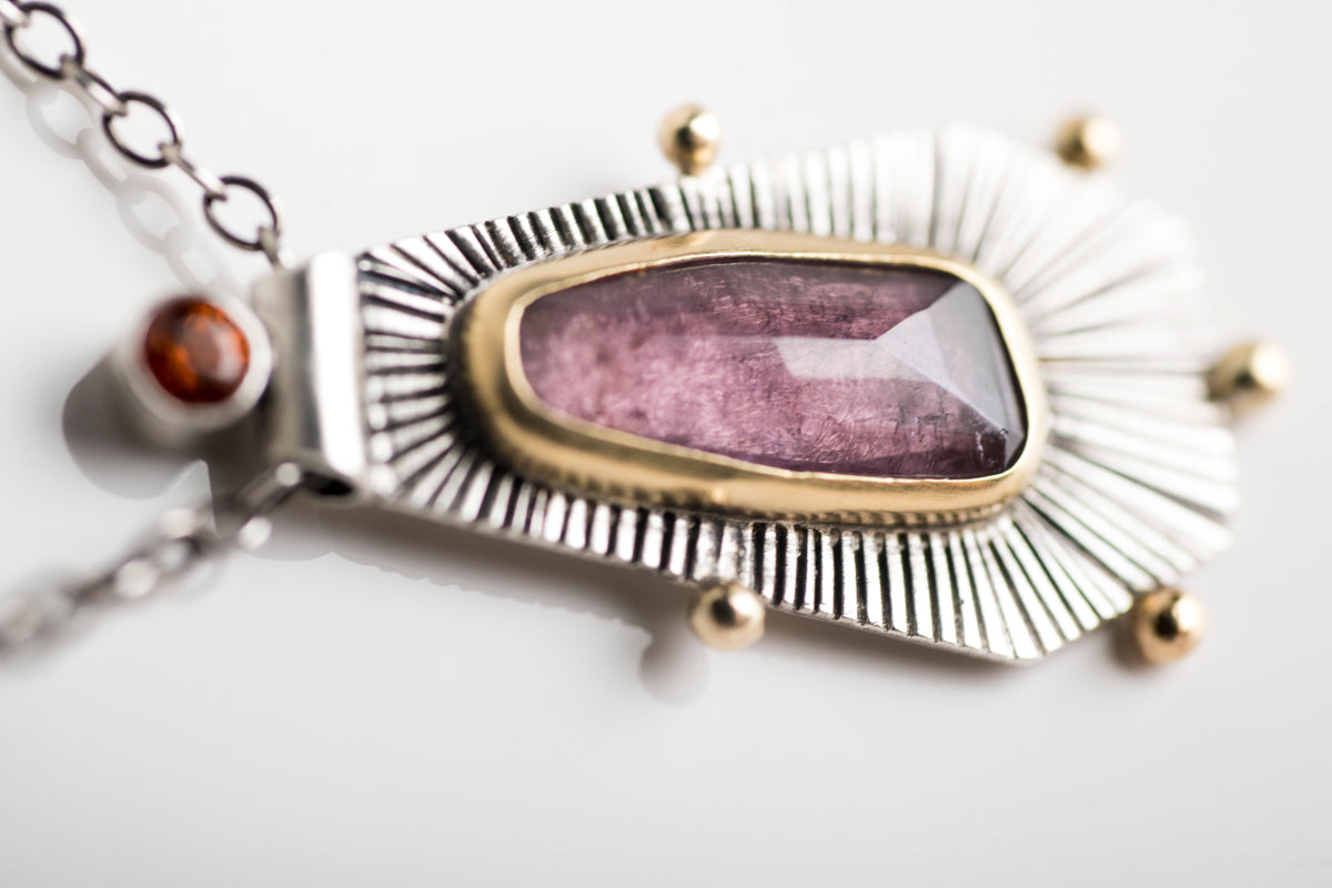 Romana Purple Tourmaline Necklace w/ 18k Gold & Silver