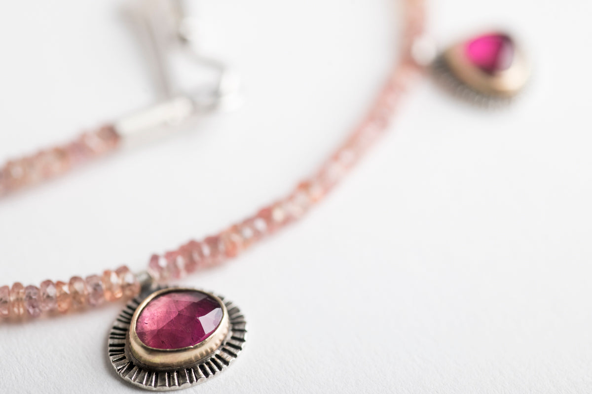 Tangier Pink Tourmaline and Orange Sapphire Necklace