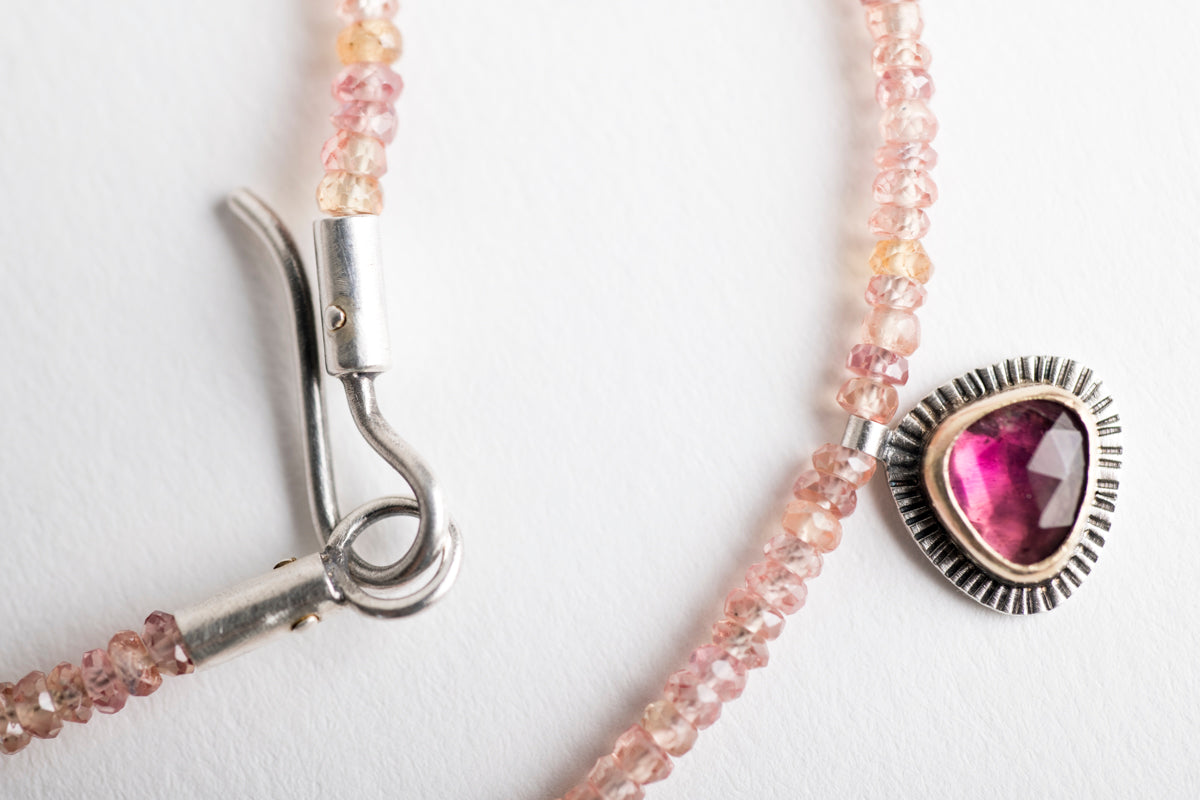 Tangier Pink Tourmaline and Orange Sapphire Necklace