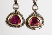 Tangier Pink Tourmaline Dangles on Hoops