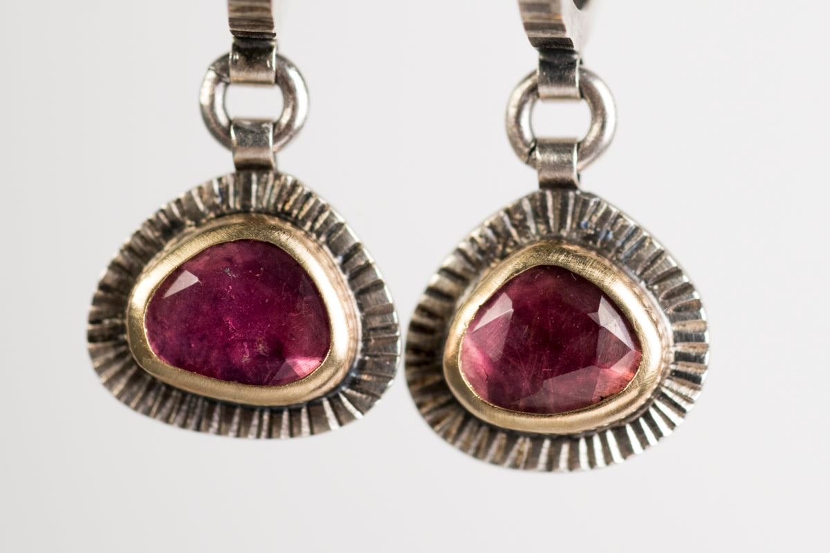 Tangier Pink Tourmaline Dangles on Hoops