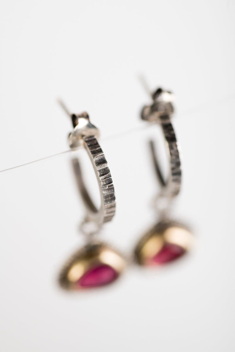 Tangier Pink Tourmaline Dangles on Hoops