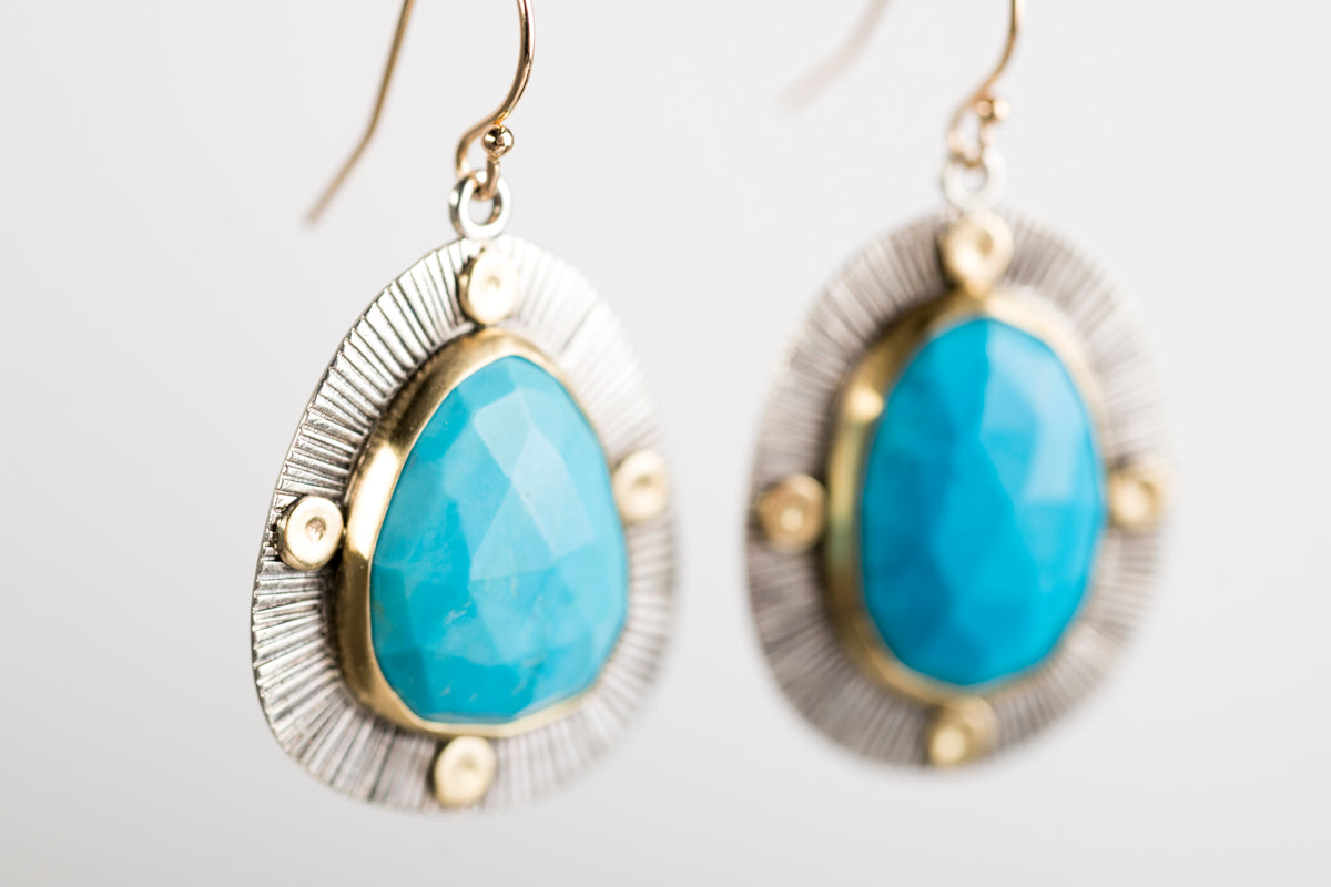 Perth Rose Cut Turquoise in 18k Gold and Silver