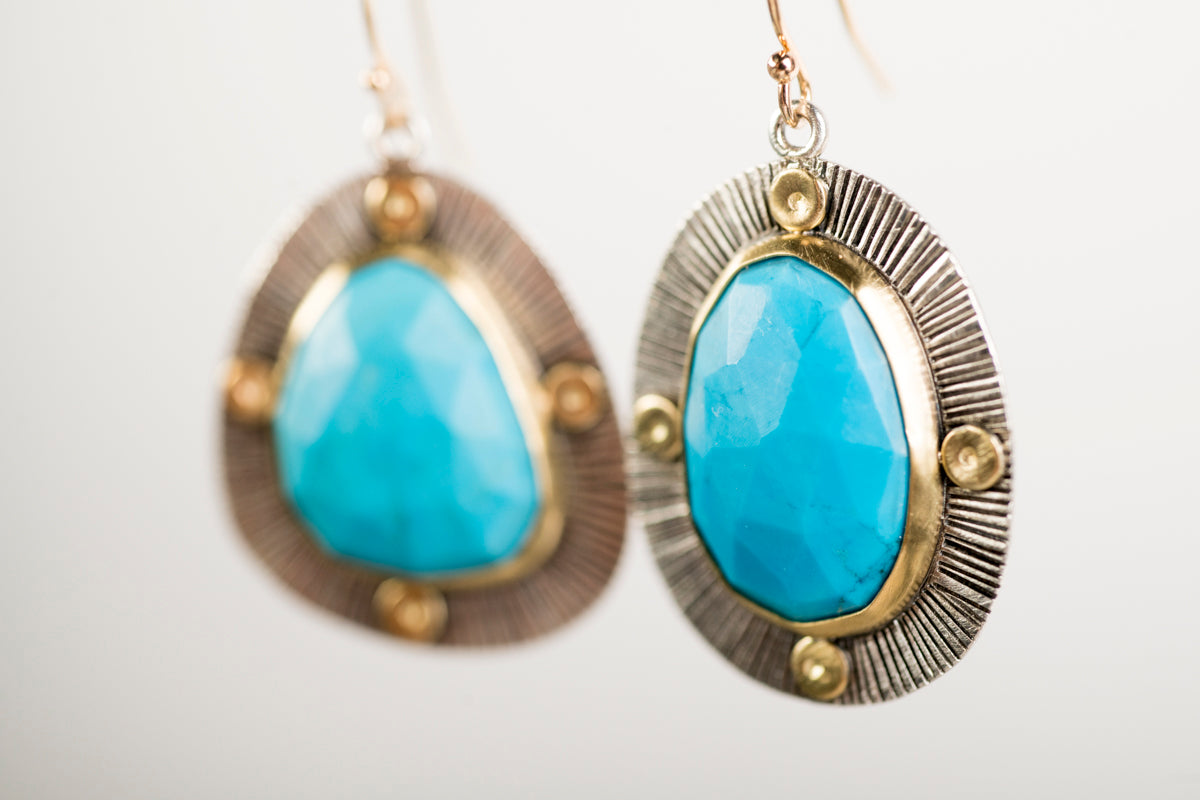 Perth Rose Cut Turquoise in 18k Gold and Silver