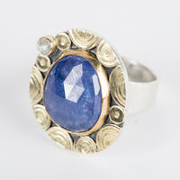 Madeira Tanzanite & Diamond Ring - size 8