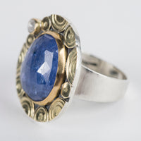 Madeira Tanzanite & Diamond Ring - size 8