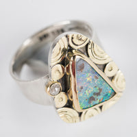 Madeira Boulder Opal & Diamond Ring, size 7 1/2