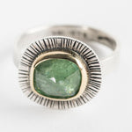 Sorento Green Tourmaline Ring in 18k Gold & Silver, US size 6