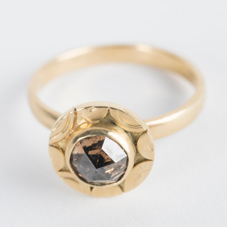 Naxos Cognac Diamond Ring in 18k Yellow Gold, US Size 7