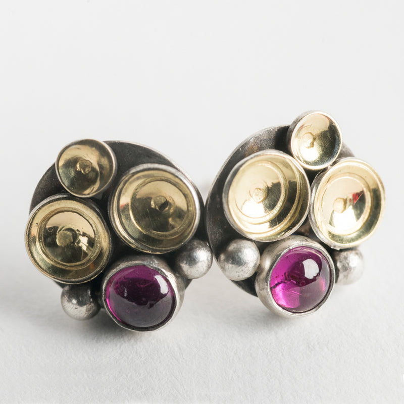 Ahti Rhodolite Garnet Seascape Stud Earrings