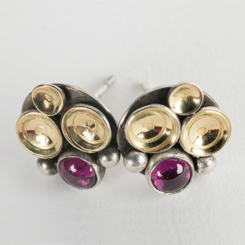 Ahti Rhodolite Garnet Seascape Stud Earrings