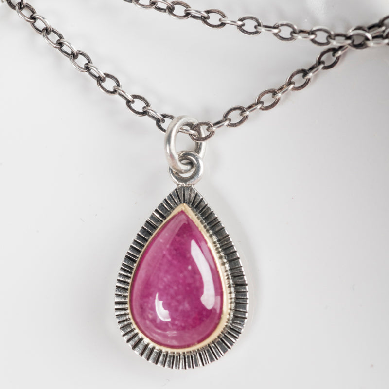 Sorento Pink Sapphire Pendant Necklace in 18k Gold & Silver