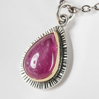 Sorento Pink Sapphire Pendant Necklace in 18k Gold & Silver