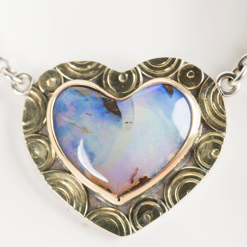 Osaka Australian Boulder Opal Heart Necklace