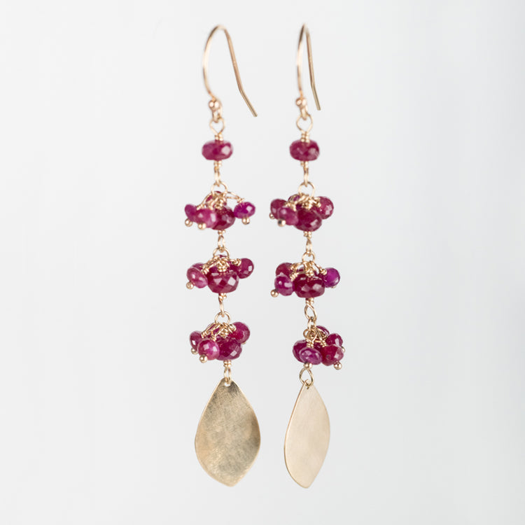 Nyad Ruby & 14k Gold Dangle Earrings