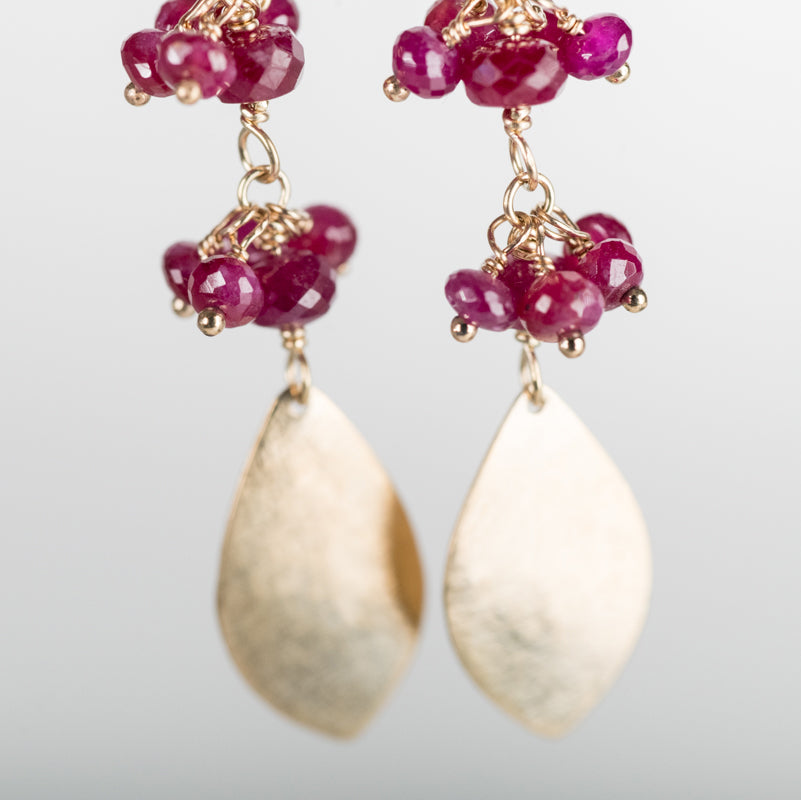 Nyad Ruby & 14k Gold Dangle Earrings