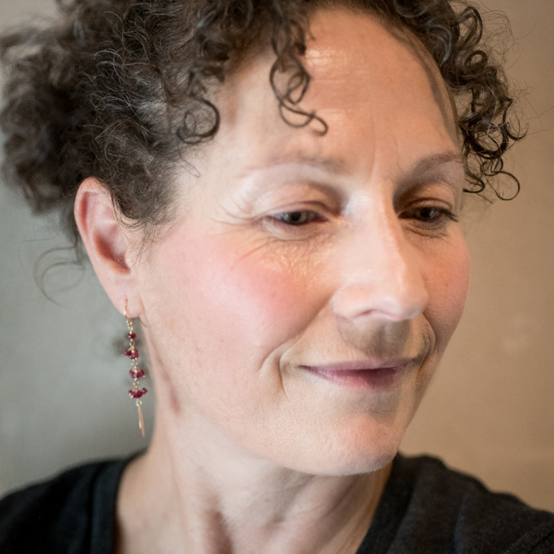 Nyad Ruby & 14k Gold Dangle Earrings