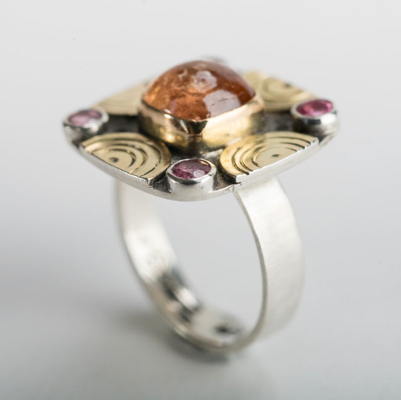Catalonia Imperial Topaz & Pink Tourmaline Ring - size 7