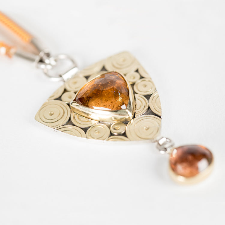 Kyoto Orange & Peach Tourmaline Pendant on Orange Sapphire Strand