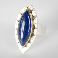 Mykonos Lapis Lazuli Ring in Gold & Silver, US Size 9,