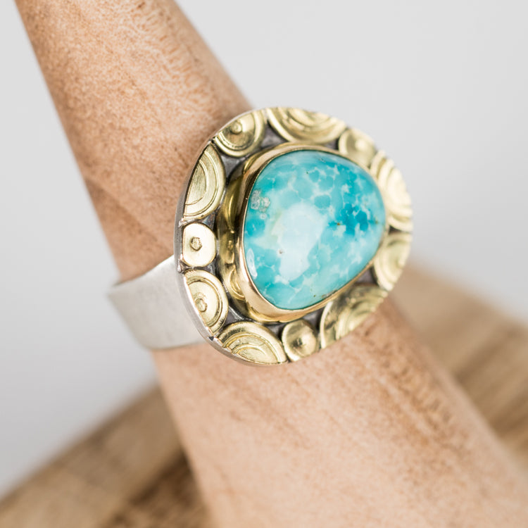 Mykonos Kingman Turquoise Ring - Size 7