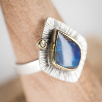 Milan London Boulder Opal and Diamond Ring - US Size 8