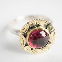 Naxos Pink Tourmaline Ring in 18k Gold & Silver - US Size 7 1/2,